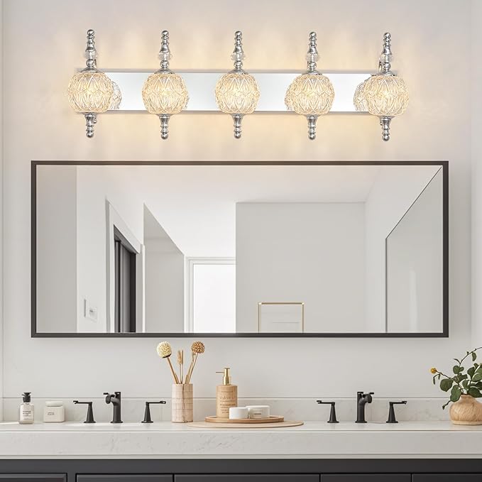 Modern Crystal Bathroom Vanity Lights Fixtures Over Mirror Chrome Vintage - Image 7