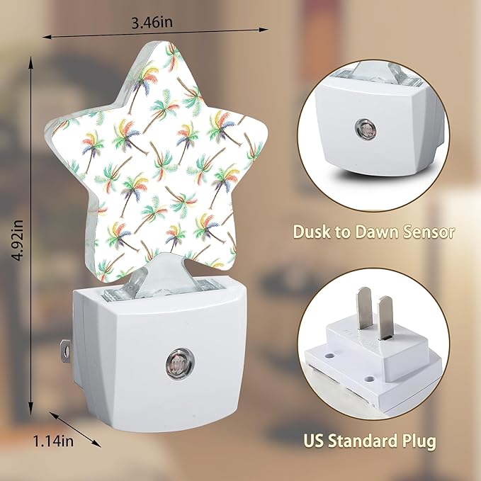 Watercolor Rainbow Coconut Tree Night Light, Dusk to Dawn Smart Sensor - Image 6