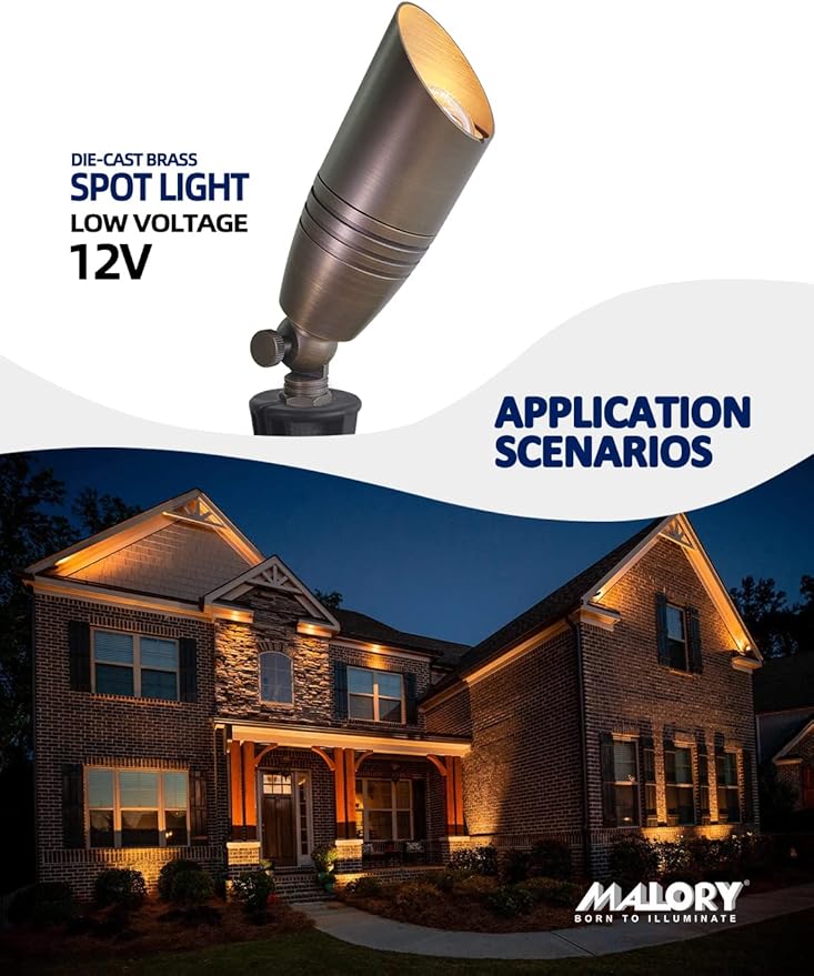 MALORY Brass Landscape Spot Lights 1-Pack Without Bulb, Low Voltage 12V AC/DC - Image 2
