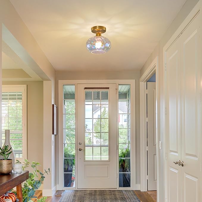 Vintage Glass Flush Mount Ceiling Light - Image 8