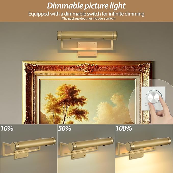18in Picture Lights Hardwired Brass Picture Light, 360°Rotatable Art Light - Image 6