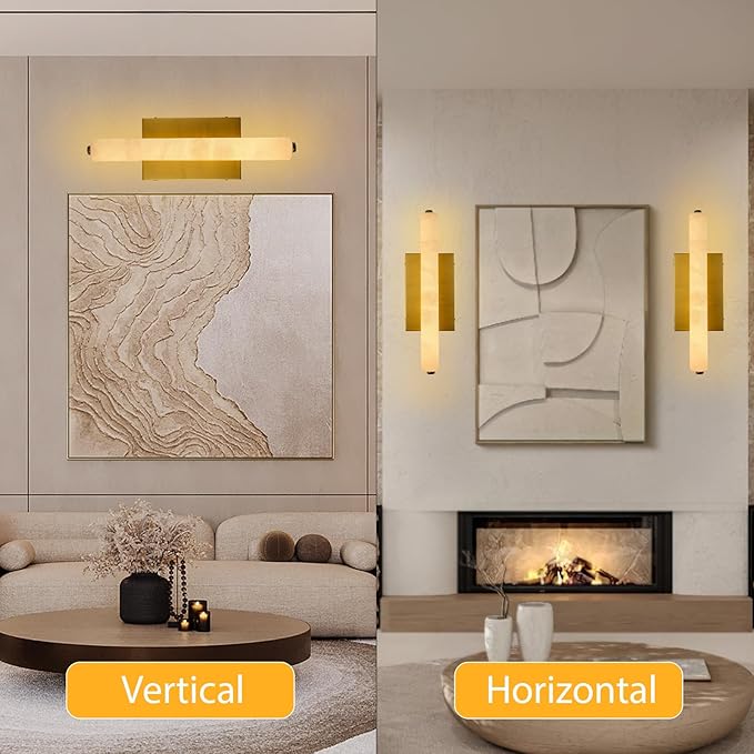 Alabaster Wall Sconces, 15in Brass Alabaster Sconce, Modern Spanish Natural - Image 5