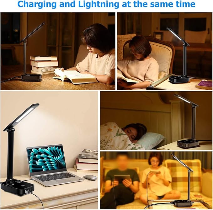 Yostyle LED Desk Lamp with 4 USB Charging Ports and 2 AC Outlets, 5ft Extension - Image 5