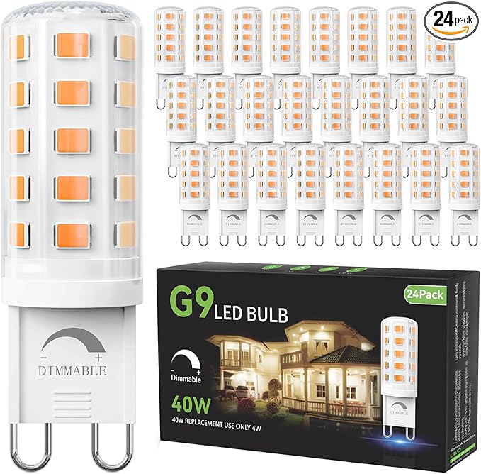 TJOY 24 Pack Dimmable G9 LED Bulb 4W Equivalent 40 Watt, 2700K Soft Warm White by TJOY