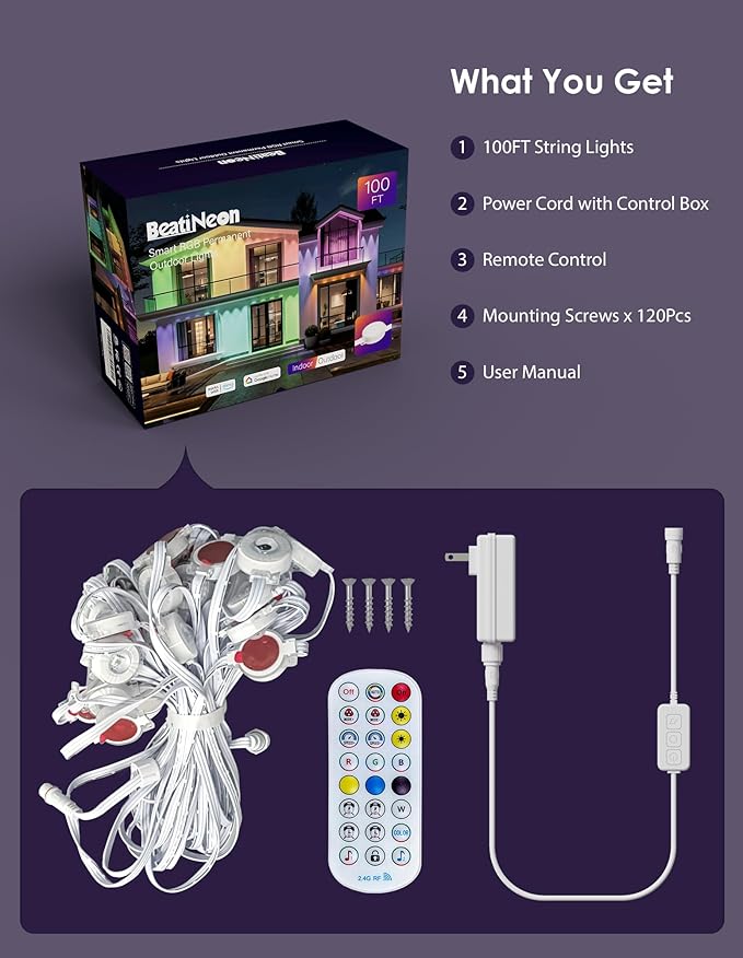 Permanent Outdoor Lights, 100ft - Image 9
