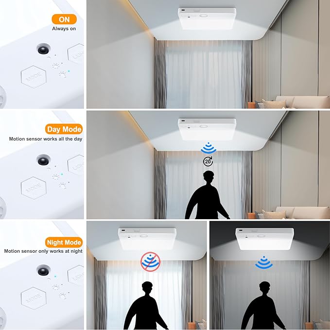 Motion Sensor Closet Light, 8W 7000mAh Rechargeable Ceiling Light - Image 5