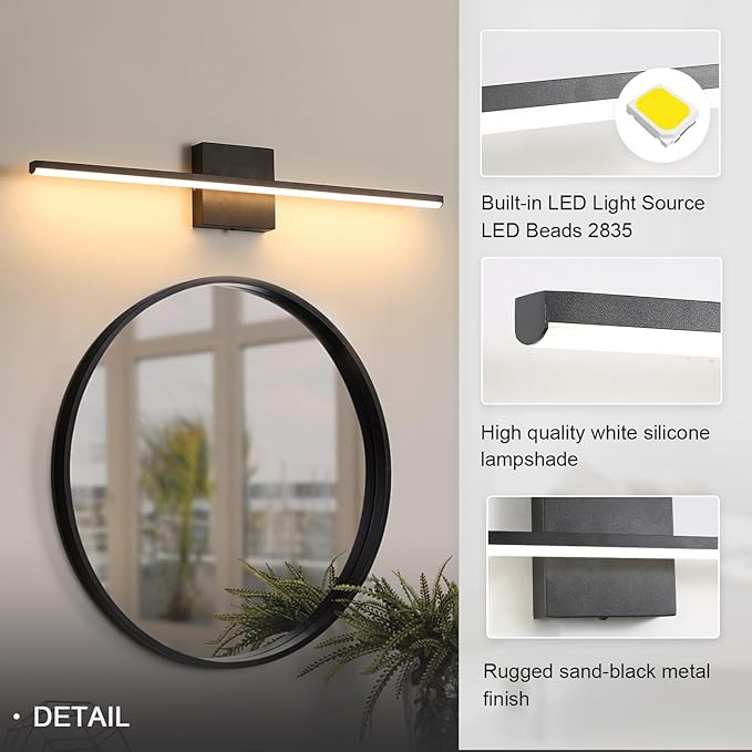 Modern Bathroom Vanity Light 16 Inch, 14W Black Bathroom Light Fixture Over - Image 4