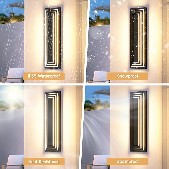 23.6 in Long Outdoor Wall Lights, 3-Tier Large Exterior Lighting Fixtures - Image 3