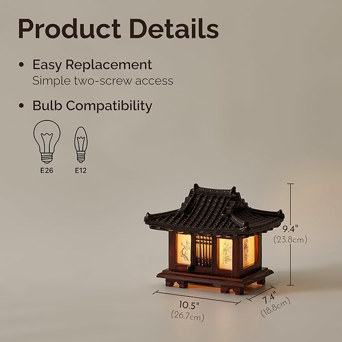 Traditional Korean Wood Lamp | Handmade Asian Oriental Table Lantern | Bedside - Image 7