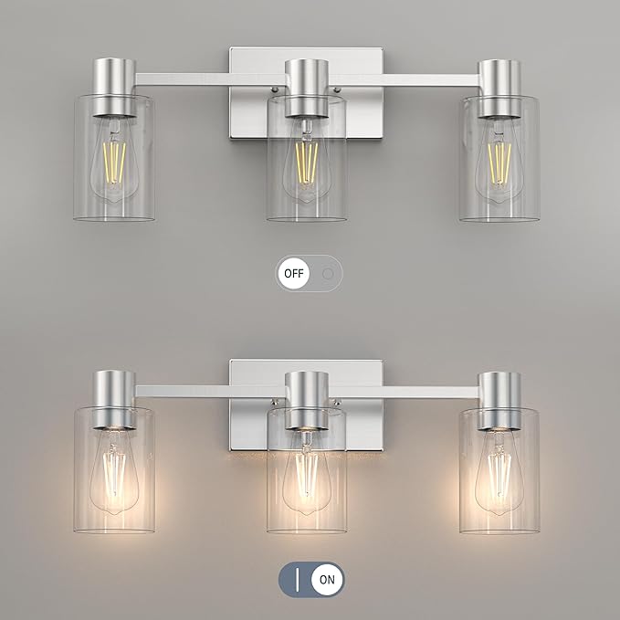 3-Light Brushed Nickel Wall Sconces - Image 6