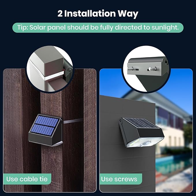 Solar Lights Outdoor Motion Sensor, 2 Pack Dual CCT 3000K 4000K Solar Powered - Image 5