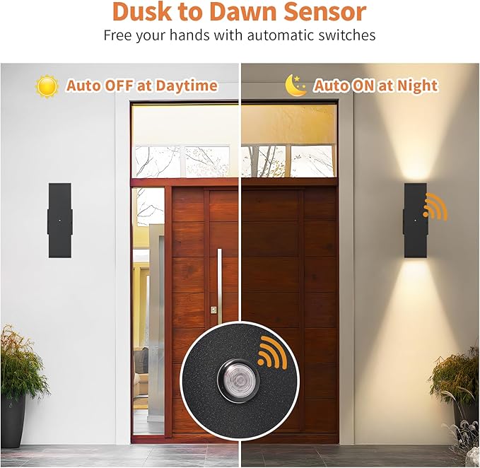 Dusk to Dawn Outdoor Lighting, LED Square Up and Down Outdoor Sconce Lights - Image 2