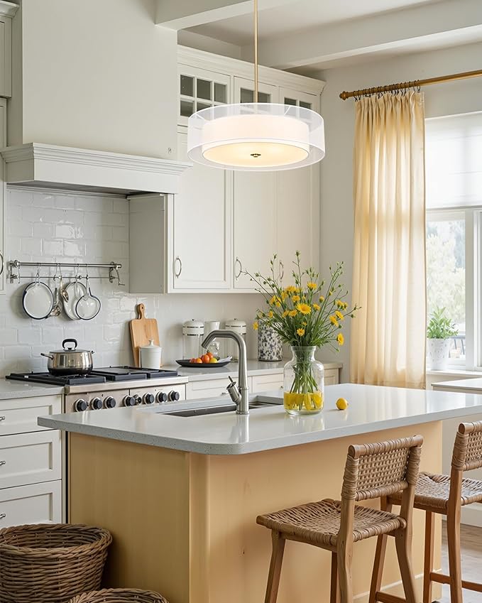 VONLUCE Drum Chandelier, Modern Ceiling Light Fixture - Image 7