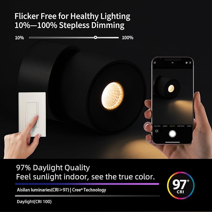 Aisilanled LED Spotlight Indoor, 9W Dimmable Ceiling Spot Lights Mounted Light - Image 6
