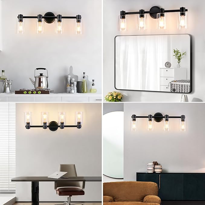 4 Light Bathroom Wall Light Fixtures Black Bathroom Wall Sconce - Image 7