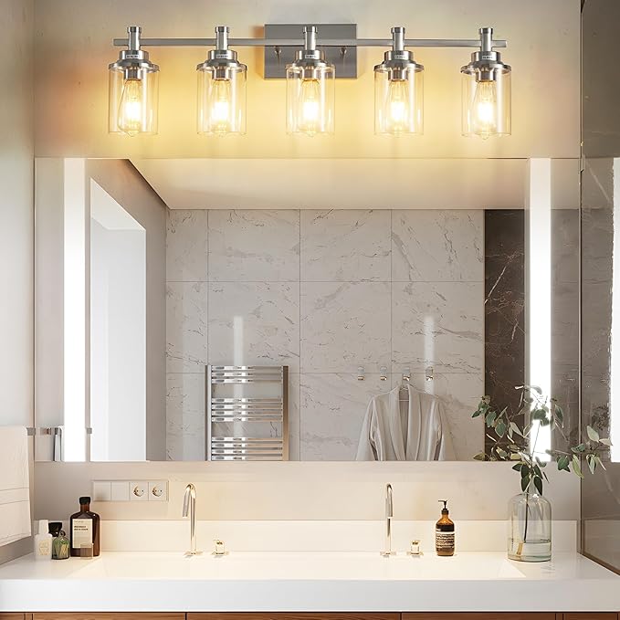 5 Lights Bathroom Light Fixtures, Brushed Nickel Vanity Light - Image 6