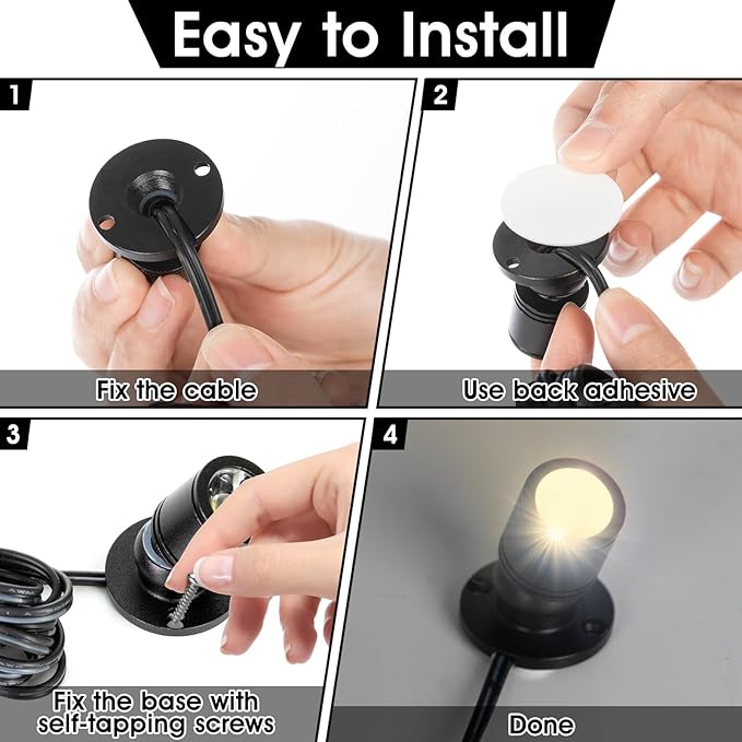 12pcs Warm White Mini LED Spot Lights, 3000K Under Cabinet Lights, Mini - Image 6