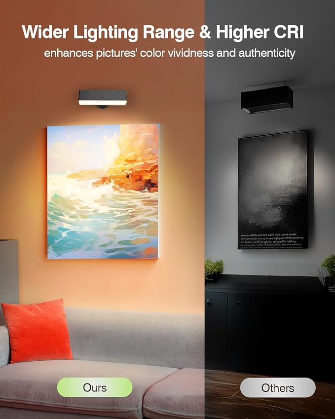 iThird Rechargeable Battery Operated Wall Sconce Set of 2: Wireless Black Wall - Image 8