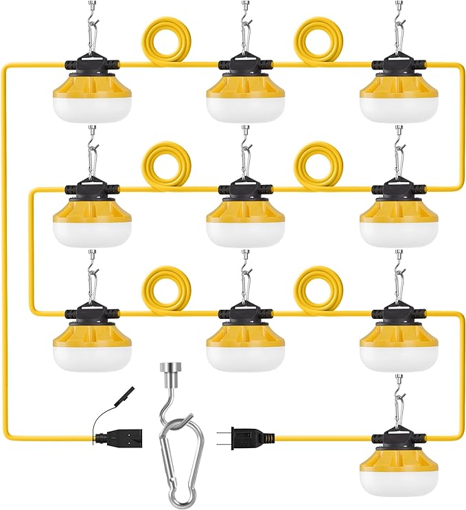 LEDIARY 100FT LED Construction String Lights, 100W 10000LM String Work Light by LEDIARY