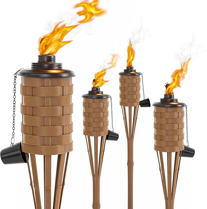 ONETHATCH Citronella Torches; Bamboo Torch, Summer Parties, and Garden Decor; by ONETHATCH