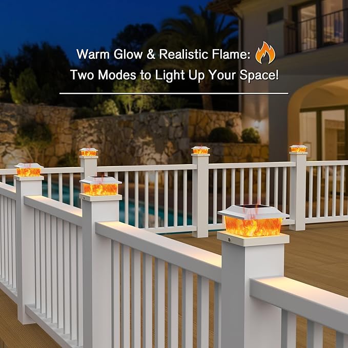 NIORSUN Solar Flame Post Cap Lights Outdoor Waterproof, 4x4 Post Solar Lights - Image 6