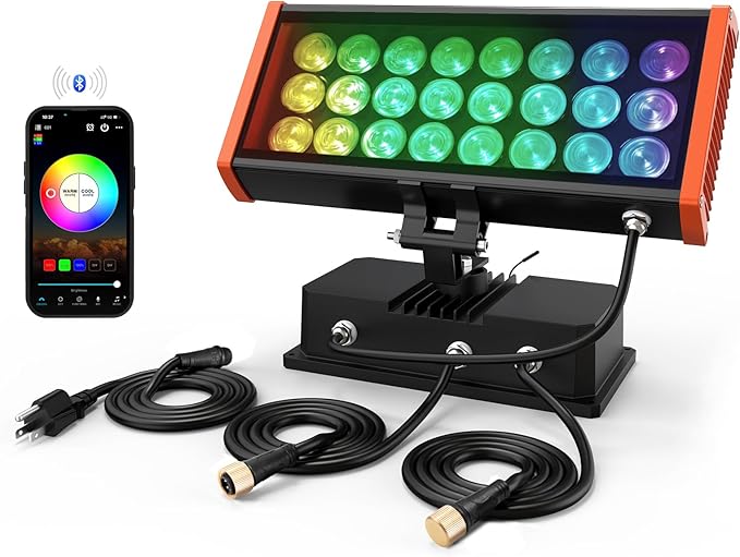 Smart LED Wall Washer Flood Light, 168W RGB+CW Color Changing Smart Light by Landscapestation