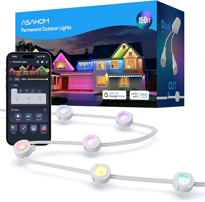 ASAHOM AI Permanent Outdoor Lights S107C, 150FT by ASAHOM