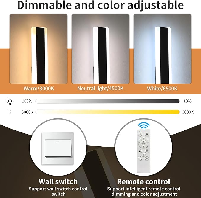 57inch Modern Long Outdoor Wall Lights, 3000K-6000K Dimmable Linear Wall Sconce - Image 2