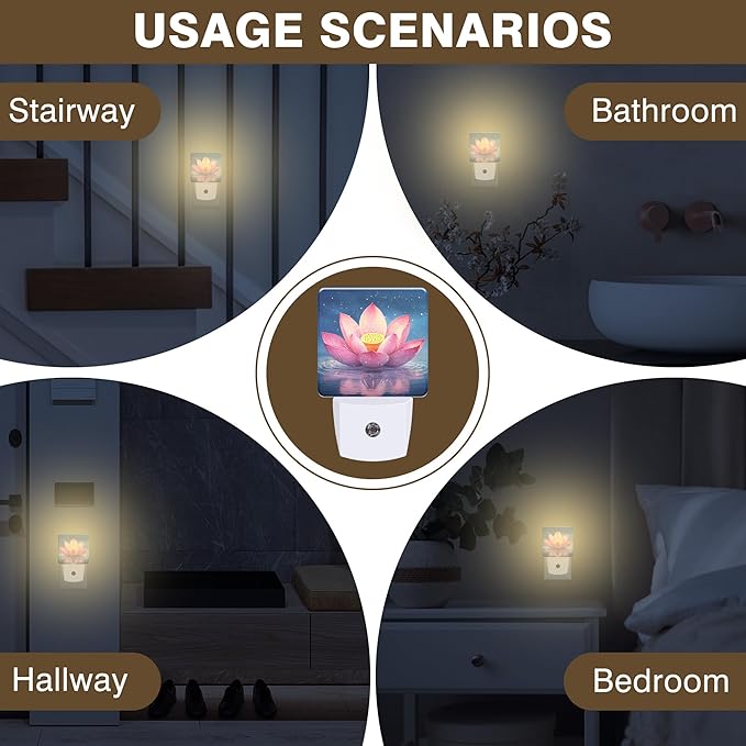 Night Light Pink Lotus Flower Night Lights Plug into Wall Smart Dusk to Dawn - Image 6