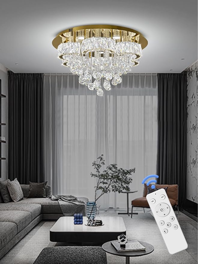 Flashing God W24inches Modern Gold Chandeliers Flush Mount Ceiling Chandeliers - Image 8