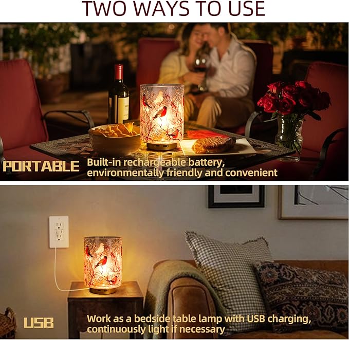 Rechargeable Battery Table Lamp Timer, Handmade Crackle Glass Lamps - Image 7