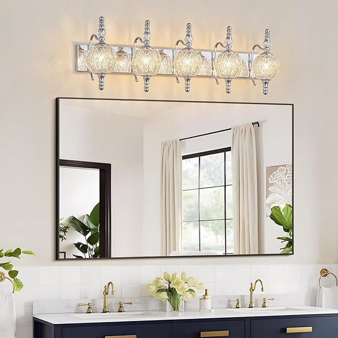 Modern Crystal Bathroom Vanity Lights Fixtures Over Mirror Chrome Vintage - Image 6