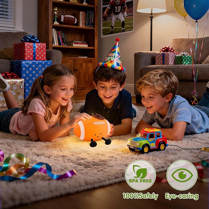 YISUN Football Night Light, Soft Silicone Nursery Night Lamp, Rechargeable - Image 2