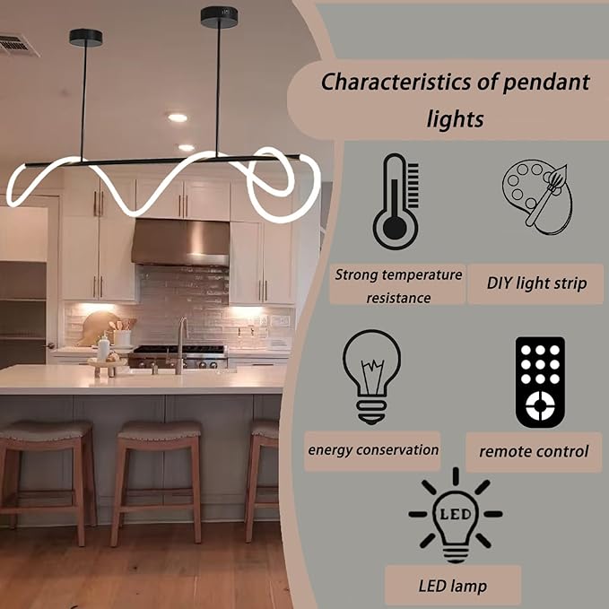 Modern Pendant Lights, Pendant Lights Kitchen Island, Remote Control Dimmable - Image 4