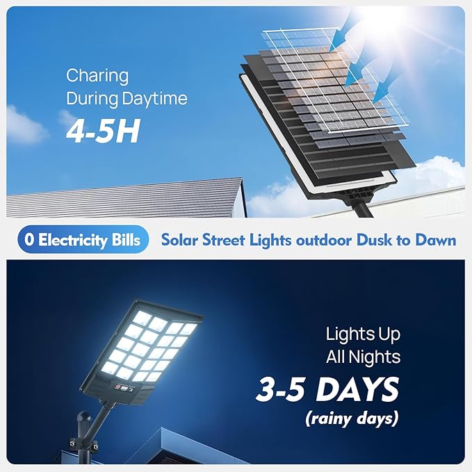 Solar Flood Lights Outdoor, Waterproof Motion Sensor Street Light - Image 2