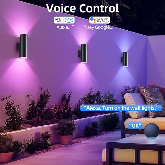 SHIMR Color Changing Outdoor Lights 2 Pack, RGB 2700K-6500K Smart Porch Lights - Image 3