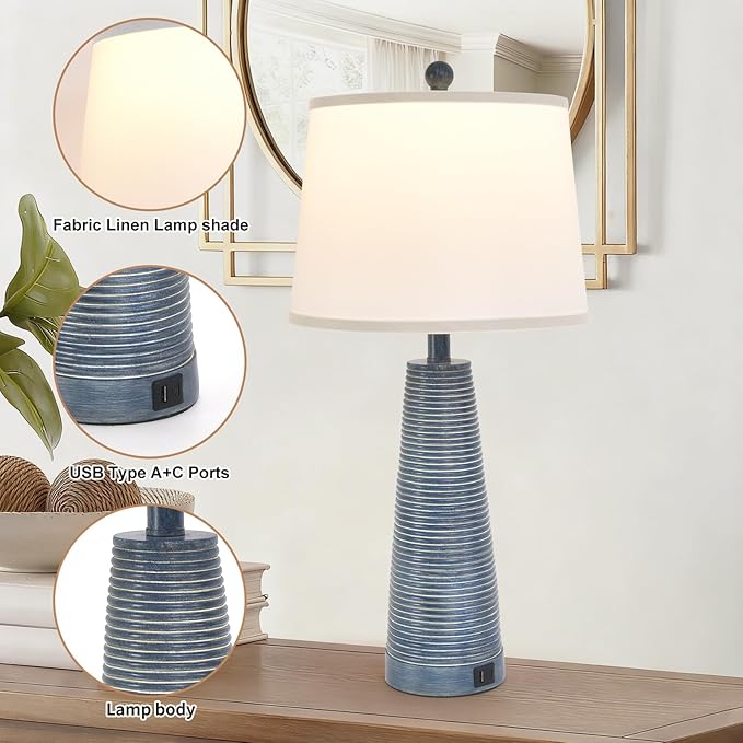 Terpsichore Nightstand Lamp Bedside Lamps Vintage Rustic Farmhouse Table Lamp 3 - Image 3