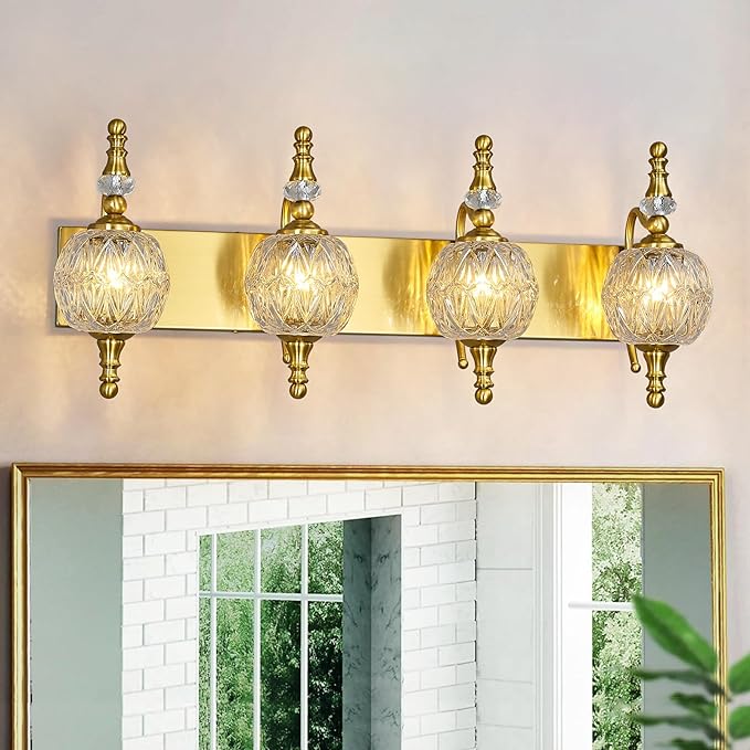 Modern Crystal Bathroom Vanity Lights Fixtures Over Mirror Gold Vintage - Image 7