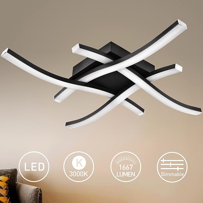 EDISLIVE Modern Dimmable LED Ceiling Light Curved 4-Light 18 in Minimalist - Image 2