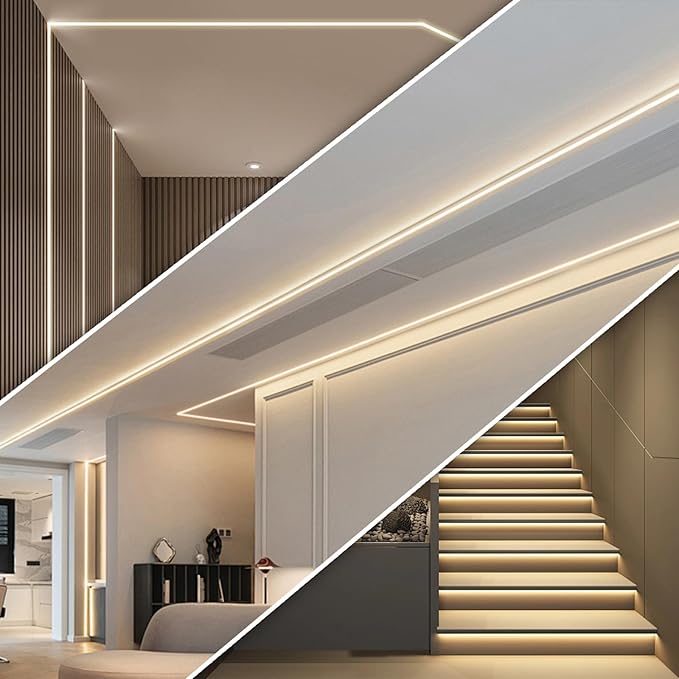 8 Pack Plaster-in LED Channel 6.6FT/2M Recessed Drywall Aluminum Strip Light - Image 4