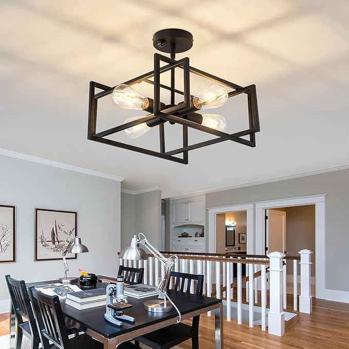 ZGLAOJT Motion Sensor Ceiling Light Fixture 4-Lights Semi Flush Mount Ceiling - Image 8
