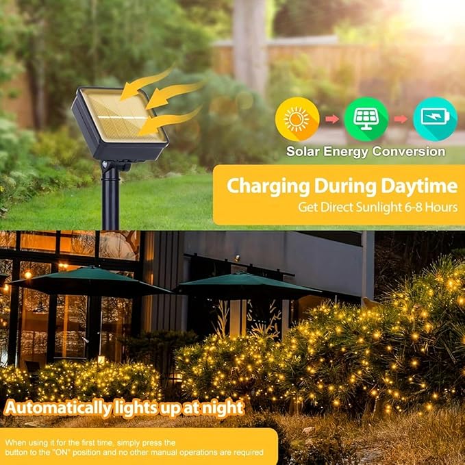 Solar String Lights for Outside, 66FT 200 LED Outdoor Solar Fairy Lights - Image 2