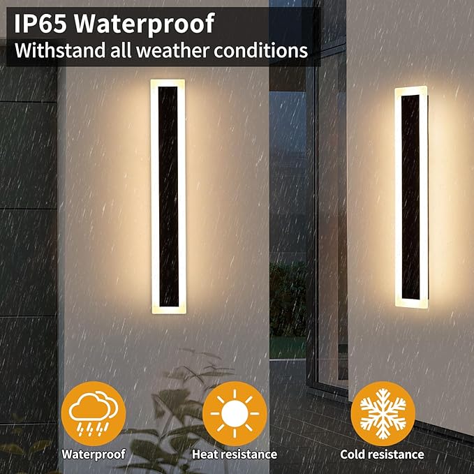 Upgrade Widened 2 Pack 23.6inch Outdoor Wall Sconce, Dimmable Modern LED Wall - Image 6
