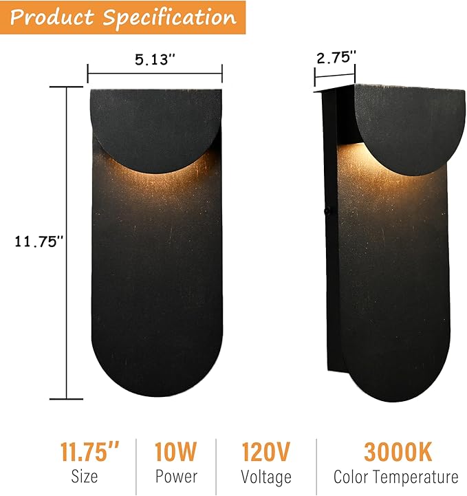 Alighting Modern Outdoor Wall Light 1 Pack, Dual LED Downward Wall Sconce 10W - Image 4