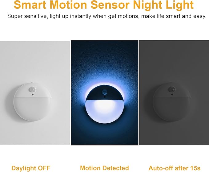 2 Pack Azure Battery Night Light, Motion Activated Night Light, 2.6" Small - Image 3