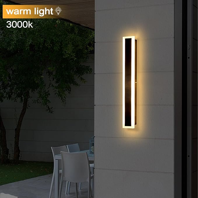 2 Pack 24 Inch Outdoor Porch Wall Lights, 3000K Modern LED Exterior Wall Sconce - Image 3