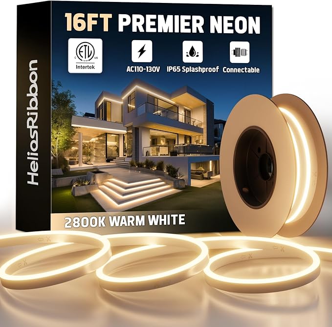 16FT LED Neon Rope Lights 2800K Warm White, AC 110-120V Flexible Neon Strip by Unknown