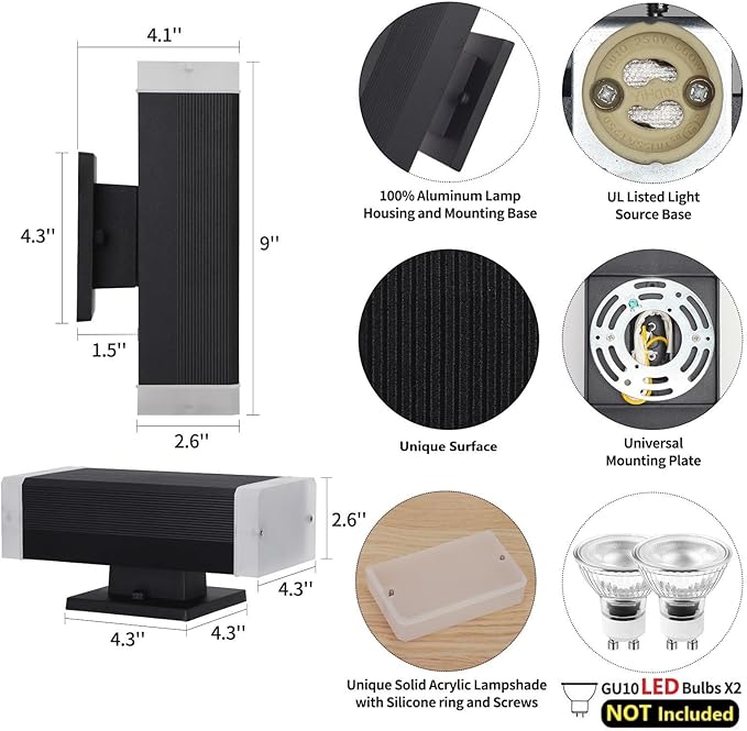 Outdoor Wall Light, ZUUKOLE Waterproof Exterior Wall Sconce, Anti-Rust Aluminum - Image 3