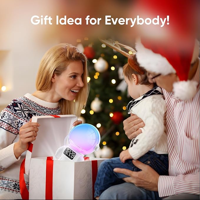 Astronaut Sunrise Alarm Clock for Kids, 22 Dimmable Nightlights, Dual Digital - Image 7
