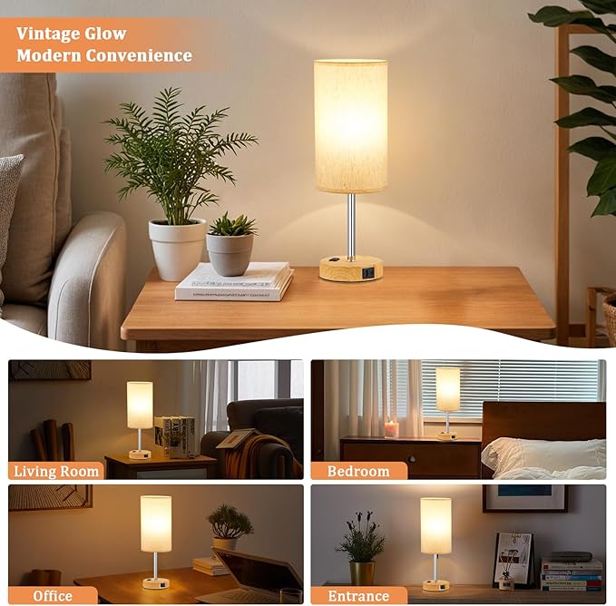 17.4Inches Tall Touch Bedside Table Lamps Set - Image 4